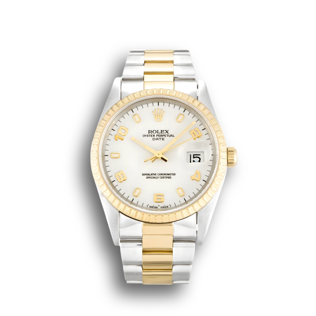 Rolex Oyster Perpetual 34mm Weiß Zifferblatt 15223