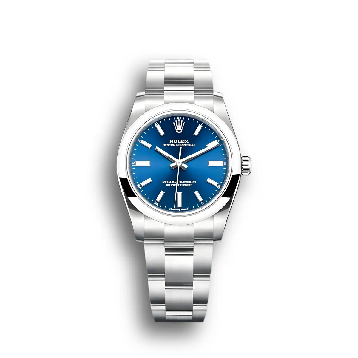 Rolex Oyster Perpetual Lady 34mm Blau Zifferblatt 124200