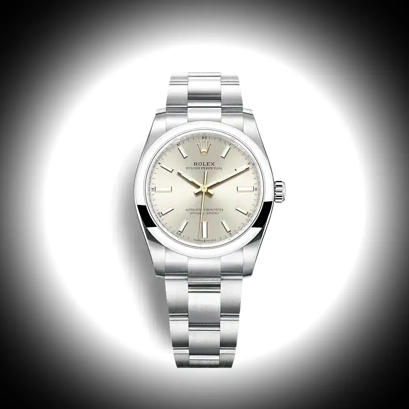 Rolex Oyster Perpetual Lady 34mm Silber Zifferblatt 124200