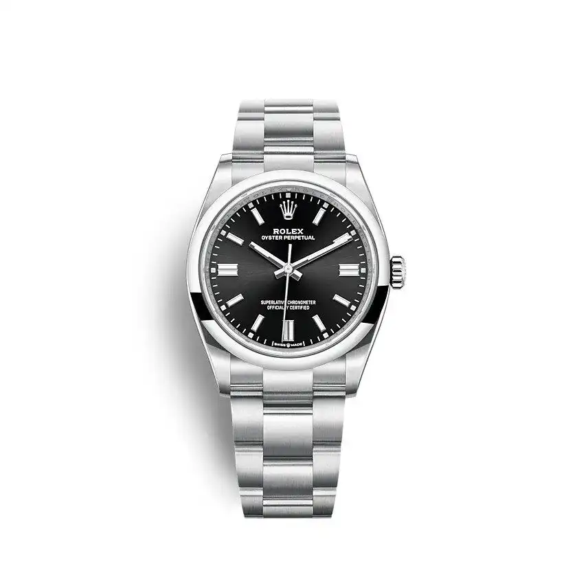 Oyster Perpetual 126000 Super Clone Replica Zifferblatt in schwarz — Vorderansicht
