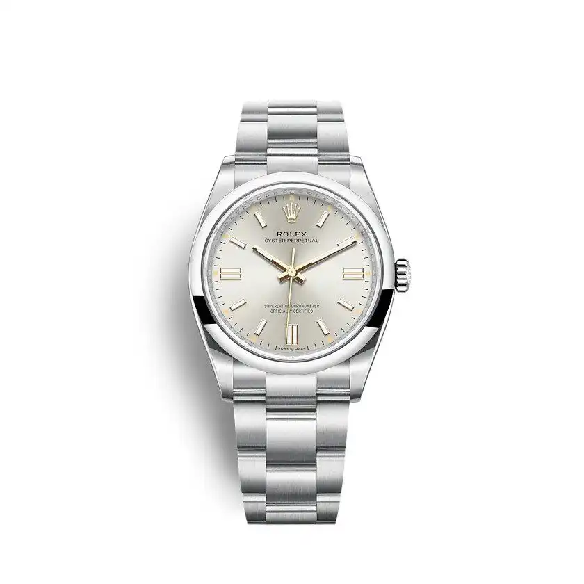Oyster Perpetual 126000 Replica Zifferblatt in silber — Vorderansicht