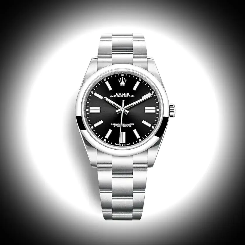 Rolex Oyster Perpetual Lady 41mm Schwarz Zifferblatt 124300