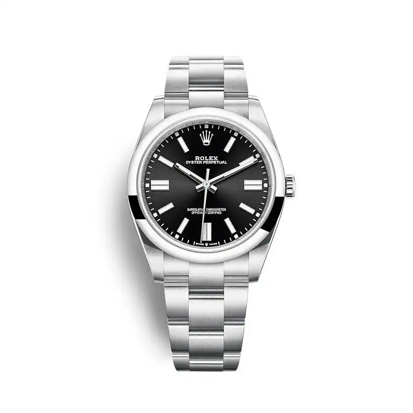 Rolex Oyster Perpetual 124300 Super Clone Replica Zifferblatt in schwarz — Vorderansicht