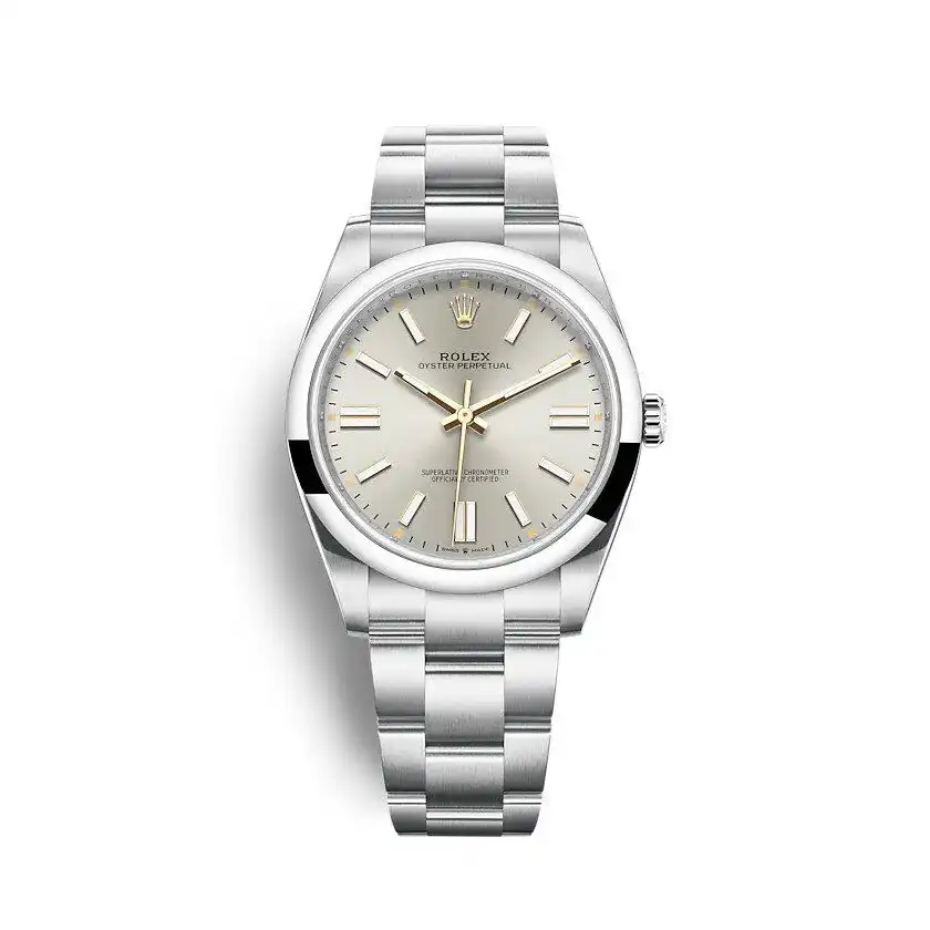 Rolex Oyster Perpetual 124300 Nachbau Zifferblatt in silber — Vorderansicht