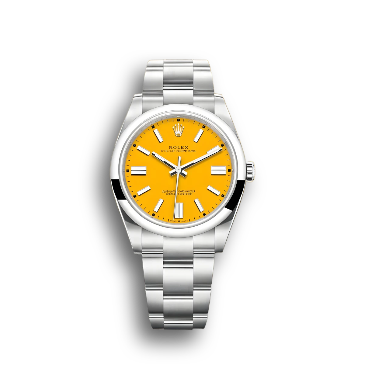 Oyster Perpetual 124300 Replica Zifferblatt in gelb — Vorderansicht