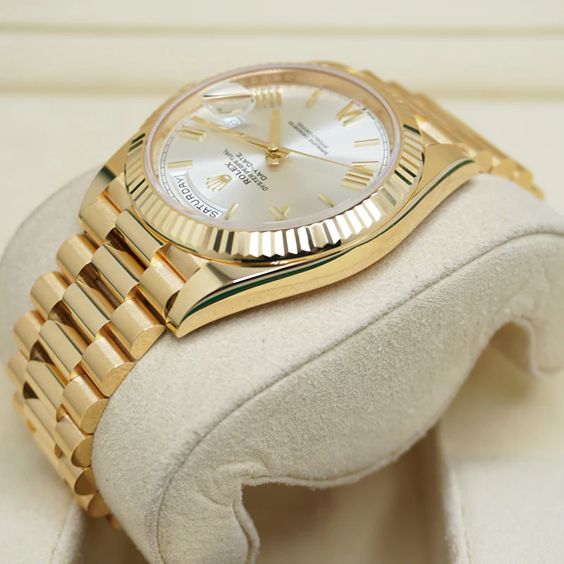 Rolex Day-Date 228238 1:1 Replica Zifferblatt in weiß — Gehäusebodendetail