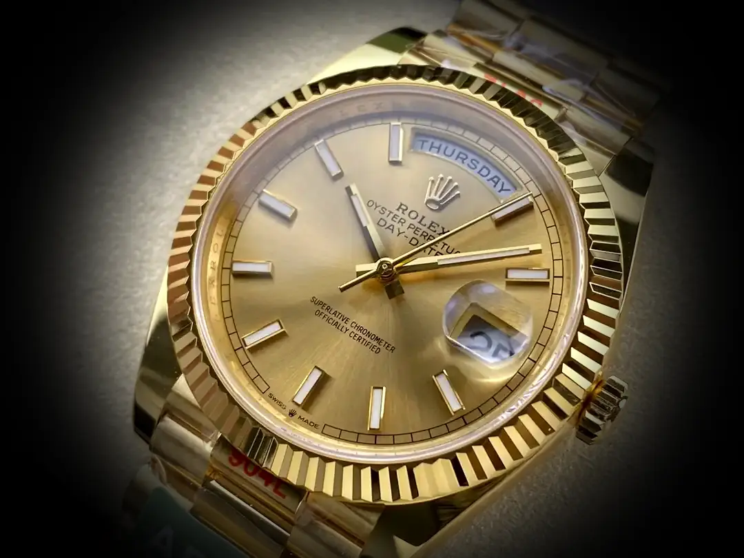 Day-Date 228238 Super Clone Zifferblatt in champagner — Gehäusebodendetail