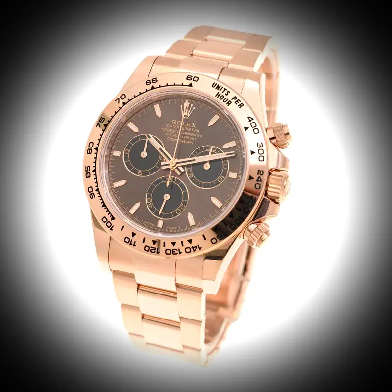 Rolex Daytona 126505 Super Clone Zifferblatt in leuchtendes schokolade und schwarz — Gehäusebodendetail