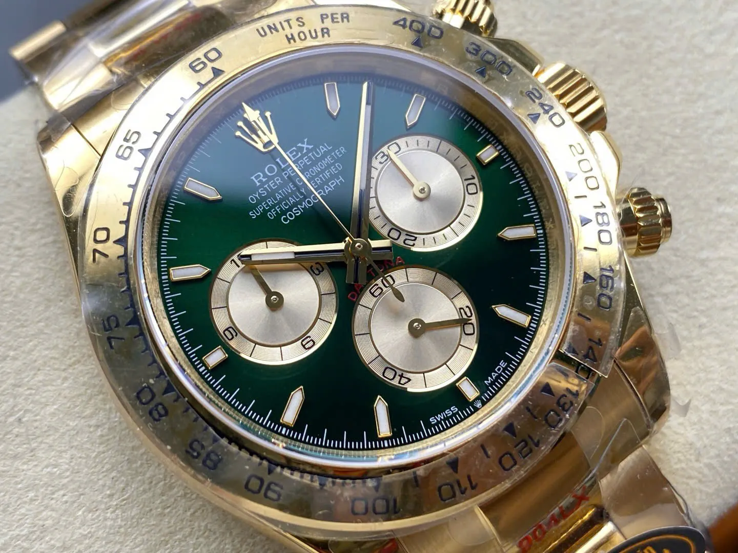 Rolex Daytona 126508 1:1 Replica Zifferblatt in grün und golden — Gehäusebodendetail