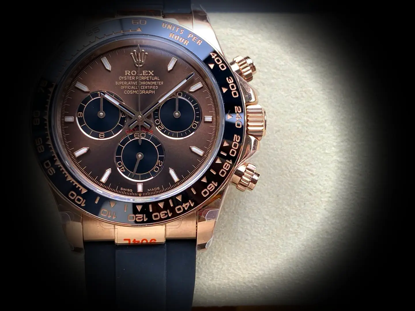 Daytona 126515LN Superclone Zifferblatt in schokolade und schwarz — Gehäusebodendetail