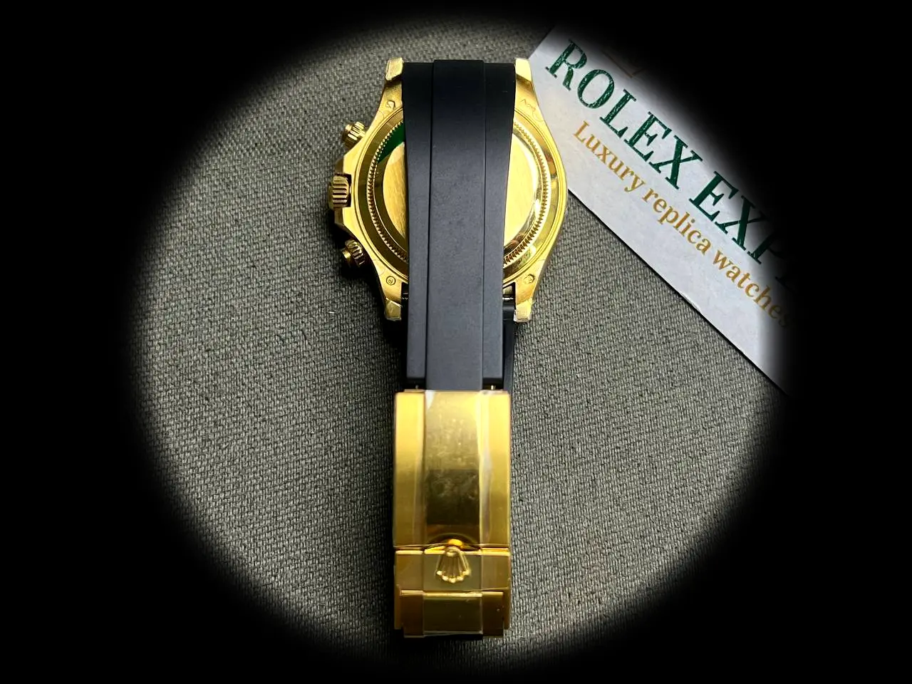 Daytona 126518LN Schweizer Klon Zifferblatt in meteorit und schwarz — Gehäusebodendetail