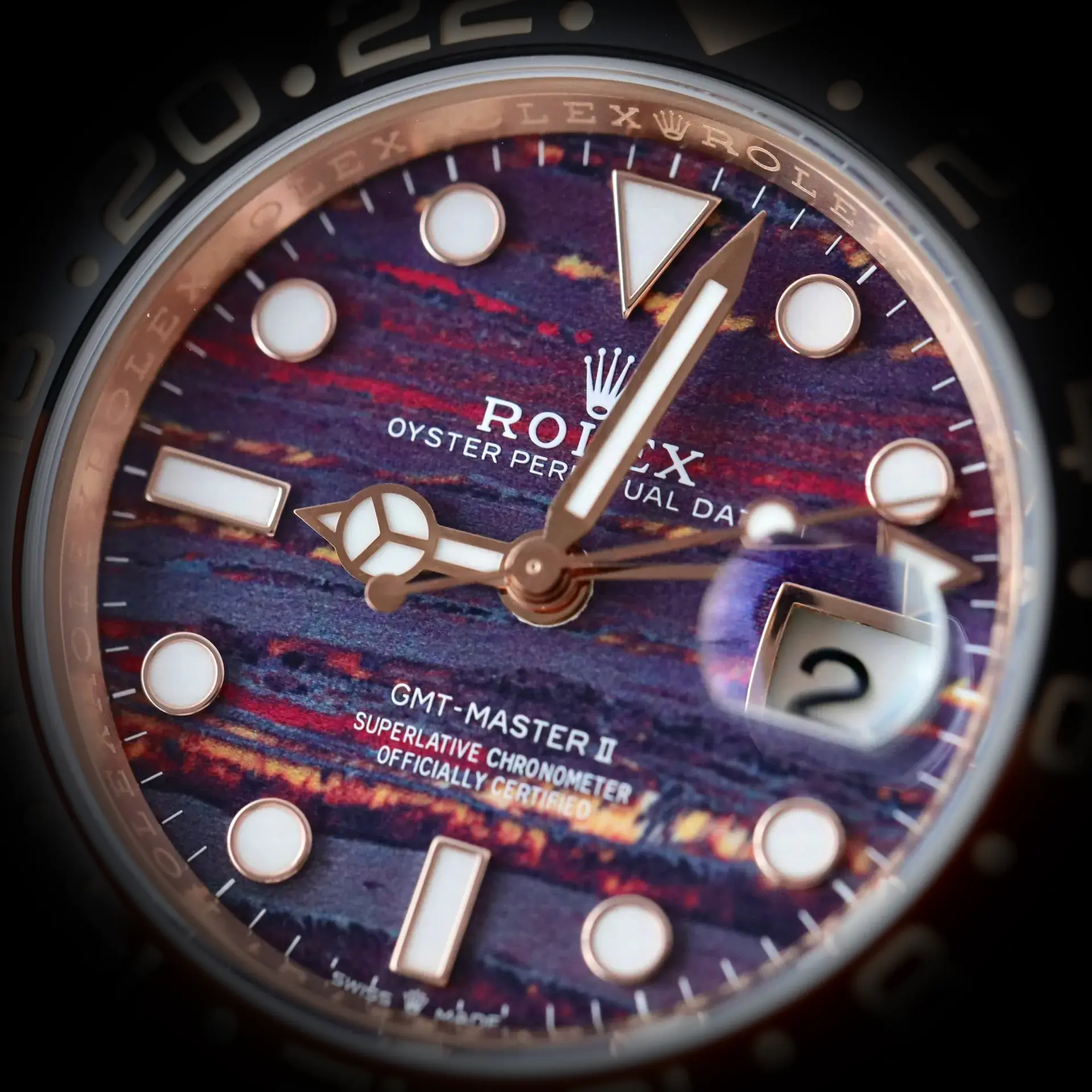 GMT-Master 126715CHNR Schweizer Klon Zifferblatt in tigereisen — Lünette-Makro