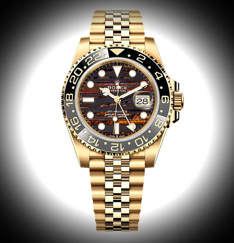 Rolex GMT-Master II 126718GRNR Tigereisen Zifferblatt Gelbgold 40mm