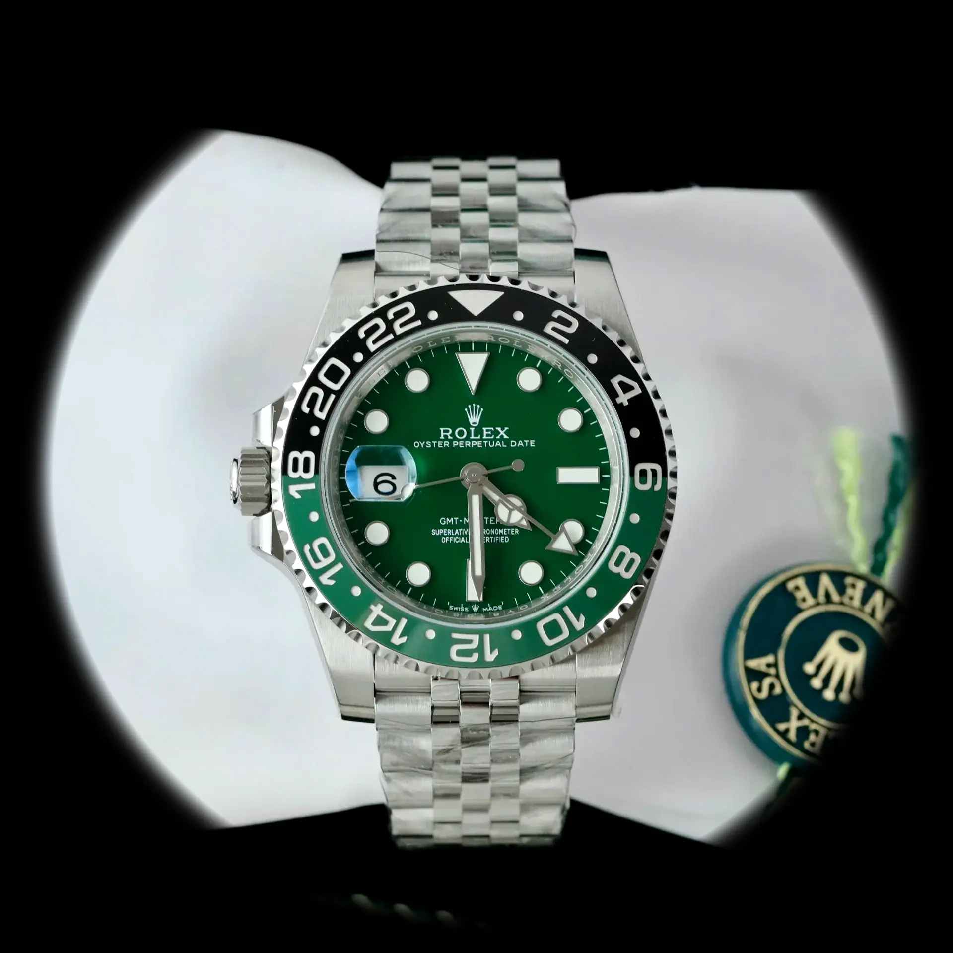 Rolex GMT-Master 126729VTNR Absinthe Super Clone 40mm — Zifferblatt-Nahaufnahme