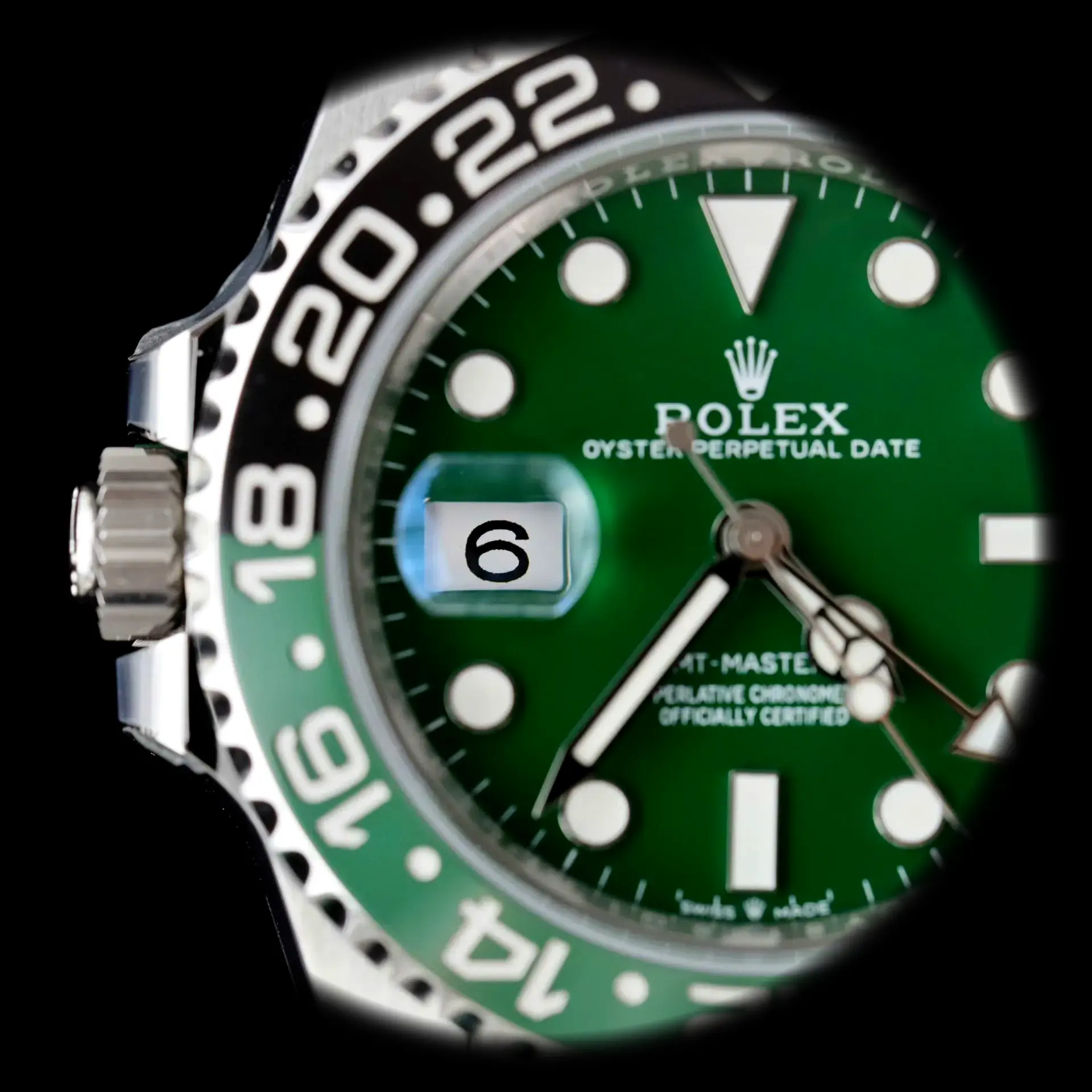 GMT-Master 126729VTNR Super Clone Zifferblatt in grüne keramik — Lünette-Makro