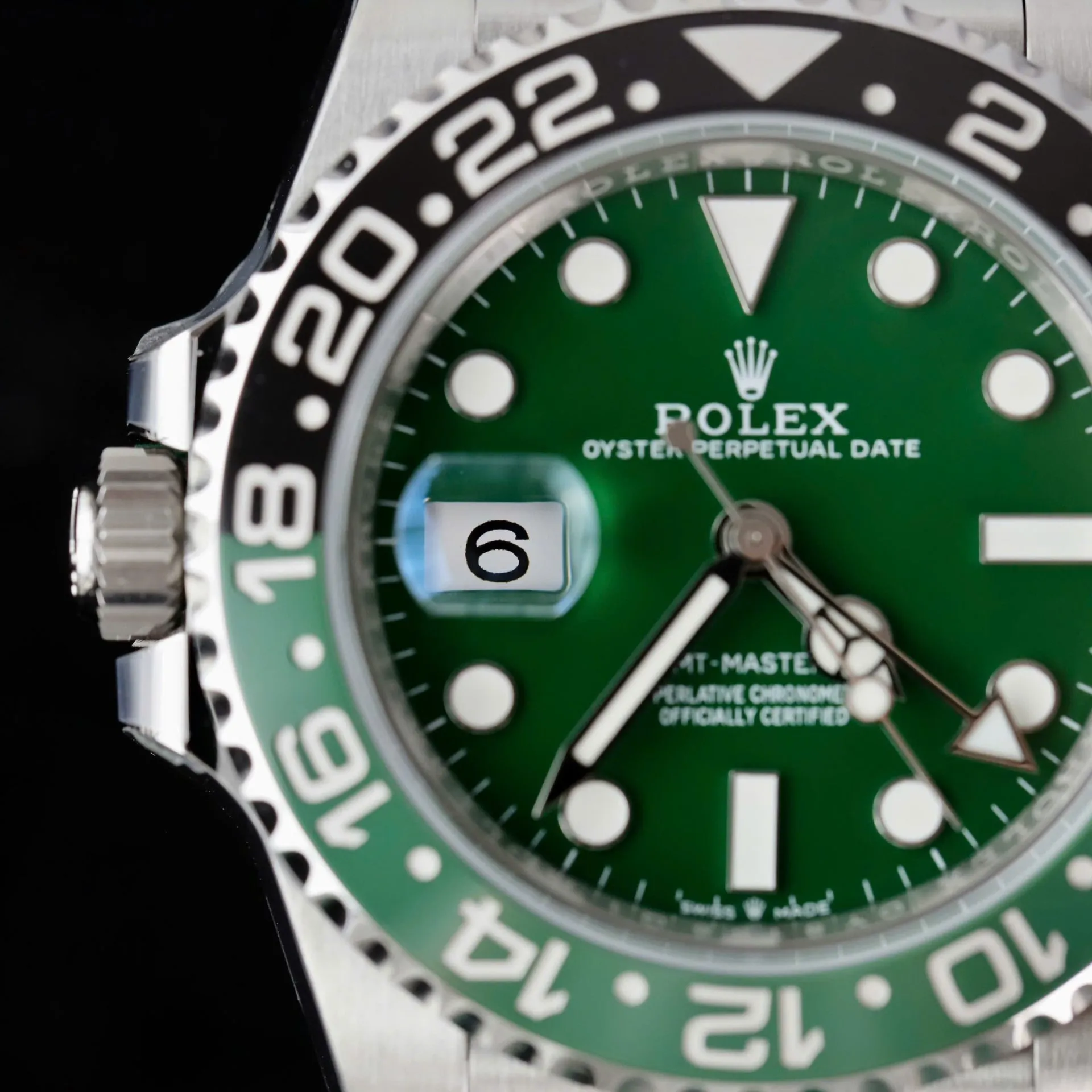 GMT-Master 126729VTNR Replica Zifferblatt in grüne keramik — Lünette-Makro