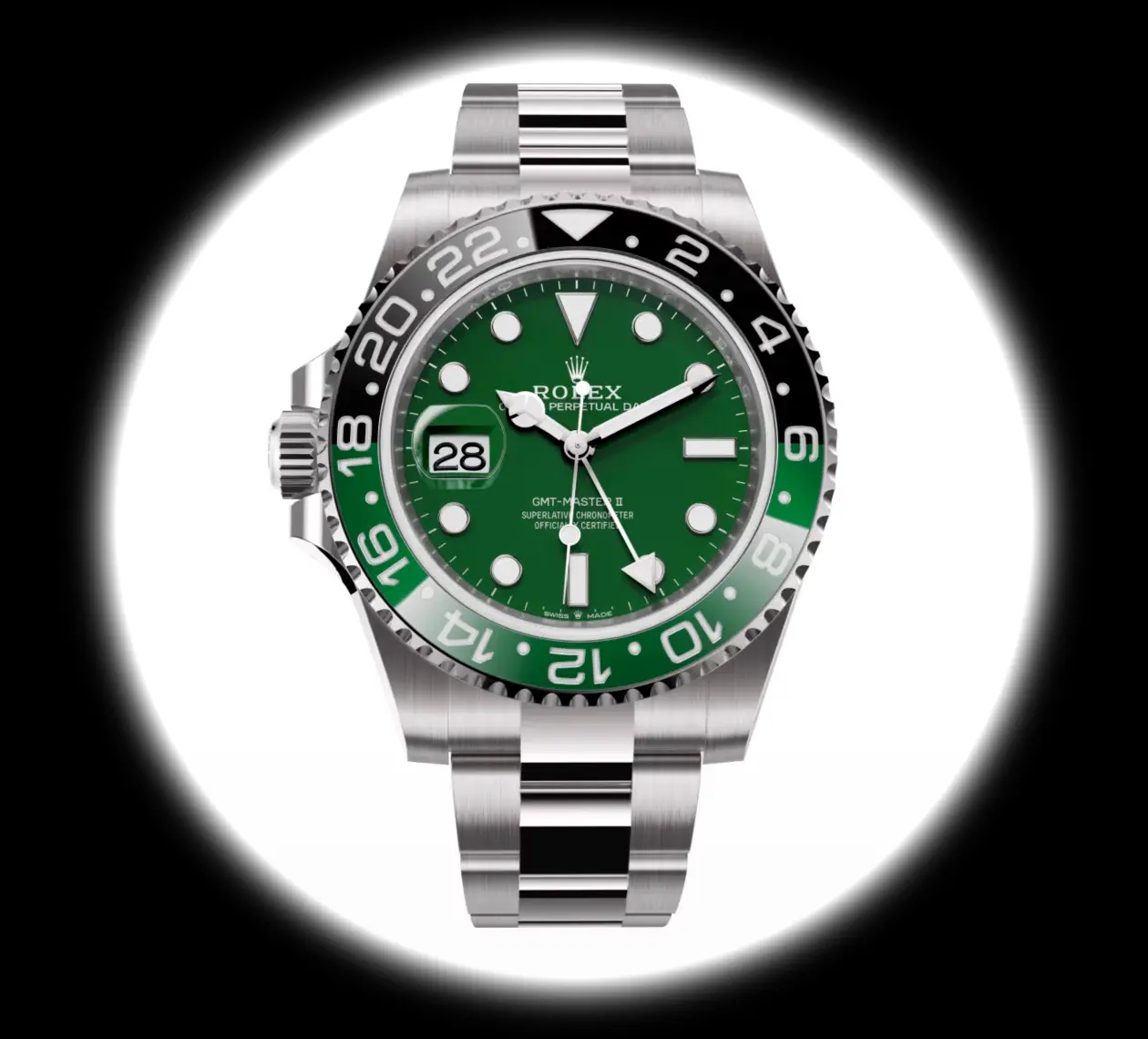 GMT-Master 126729VTNR Absinthe Super Clone 40mm — Zifferblatt-Nahaufnahme