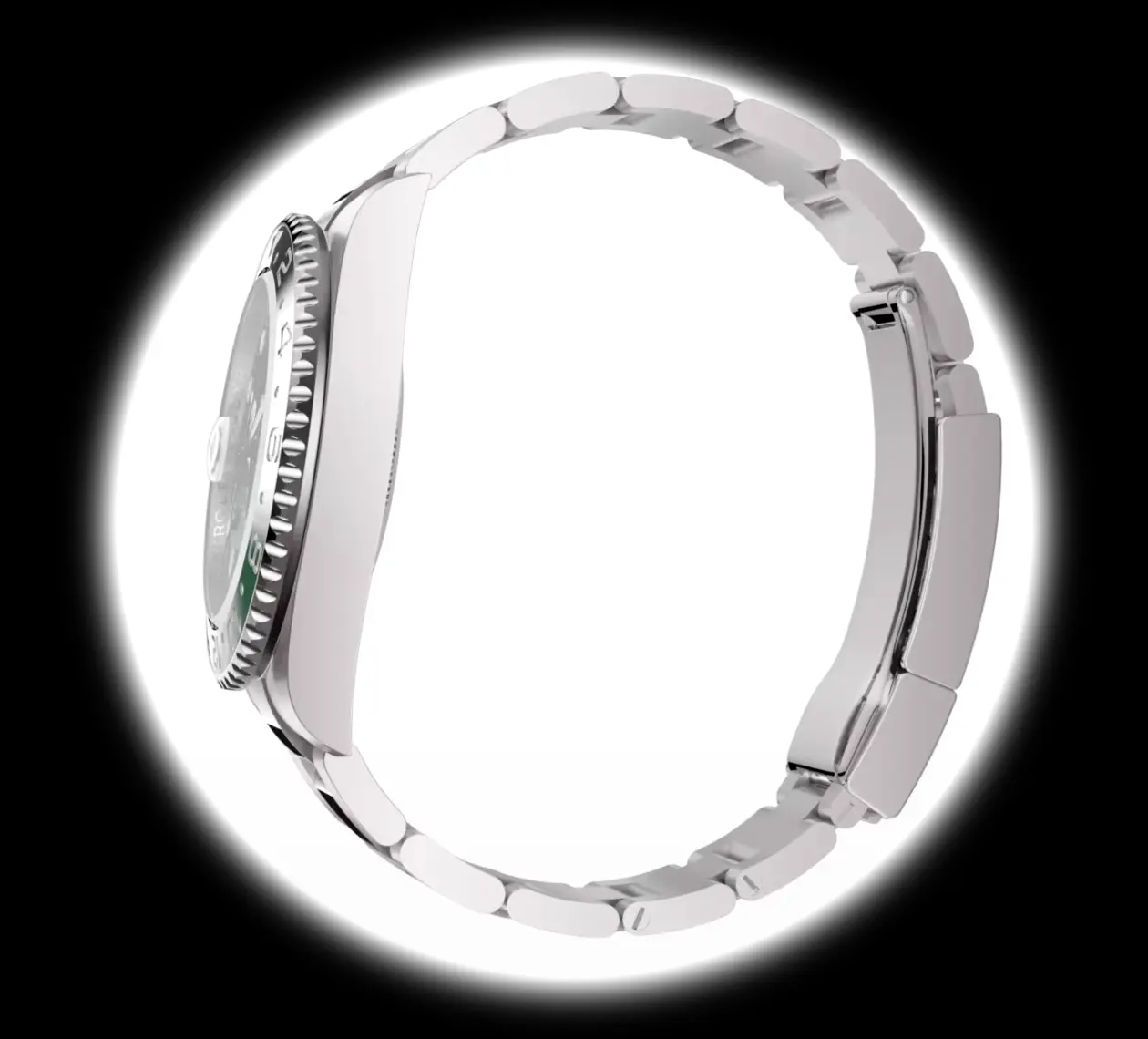 GMT-Master 126729VTNR Schweizer Klon Zifferblatt in grüne keramik — Gehäusebodendetail