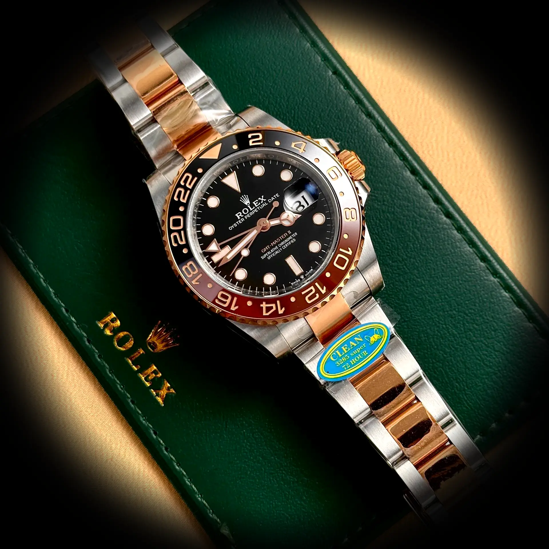 Rolex GMT-Master 126711CHNR Root Beer 1:1 Super Clone 40mm — Zifferblatt-Nahaufnahme