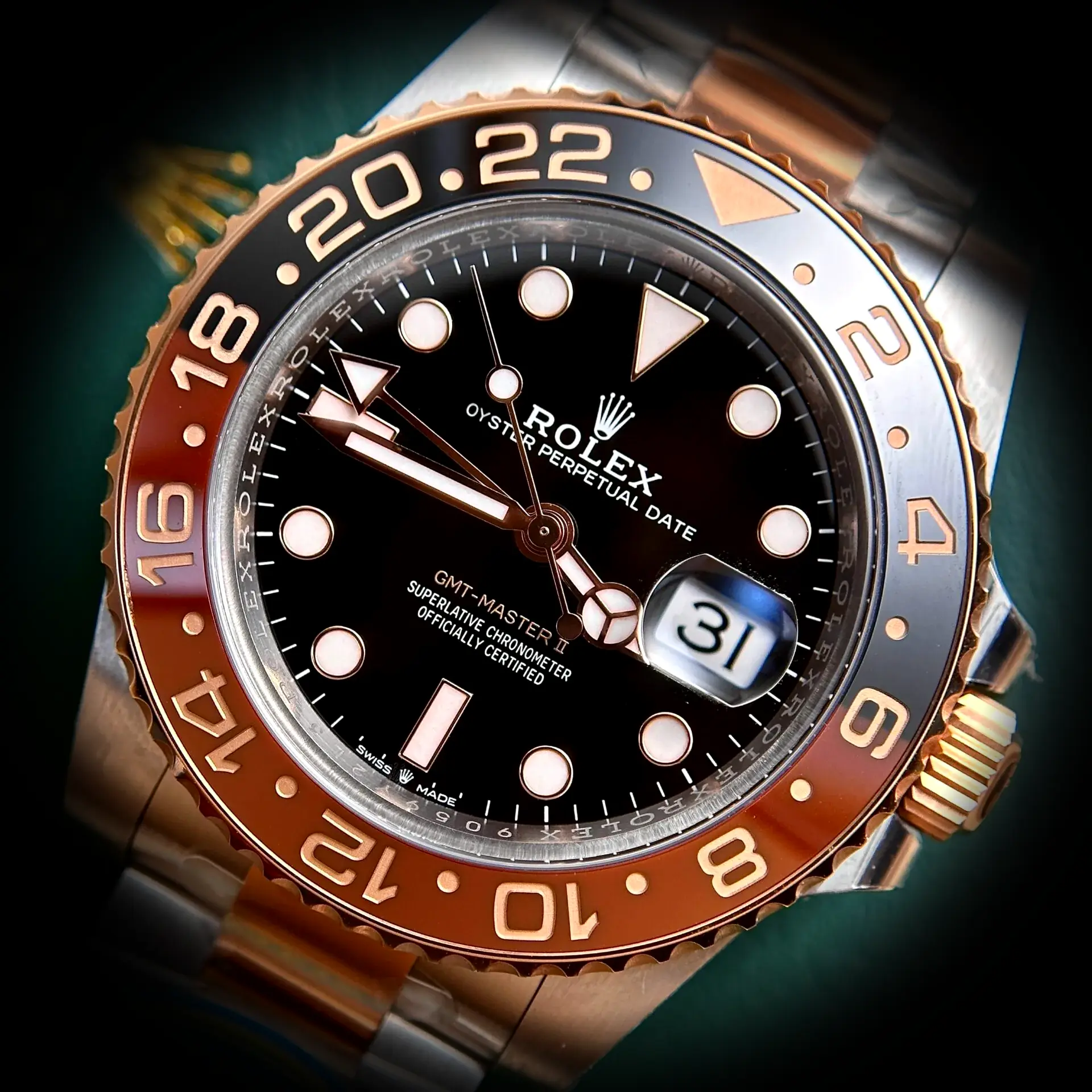Rolex GMT-Master 126711CHNR Super Clone Zifferblatt in schwarz — Gehäusebodendetail