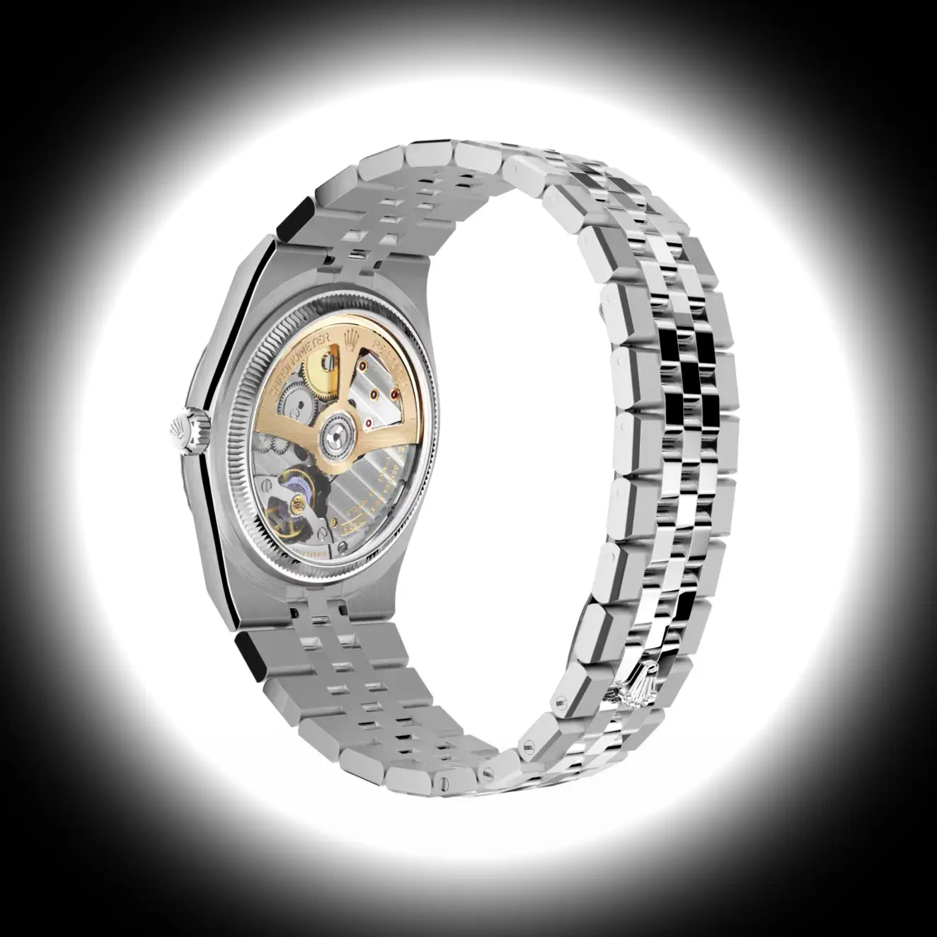 Rolex Land-Dweller 127234 Super Clone Zifferblatt in intensivweiß — Gehäusebodendetail