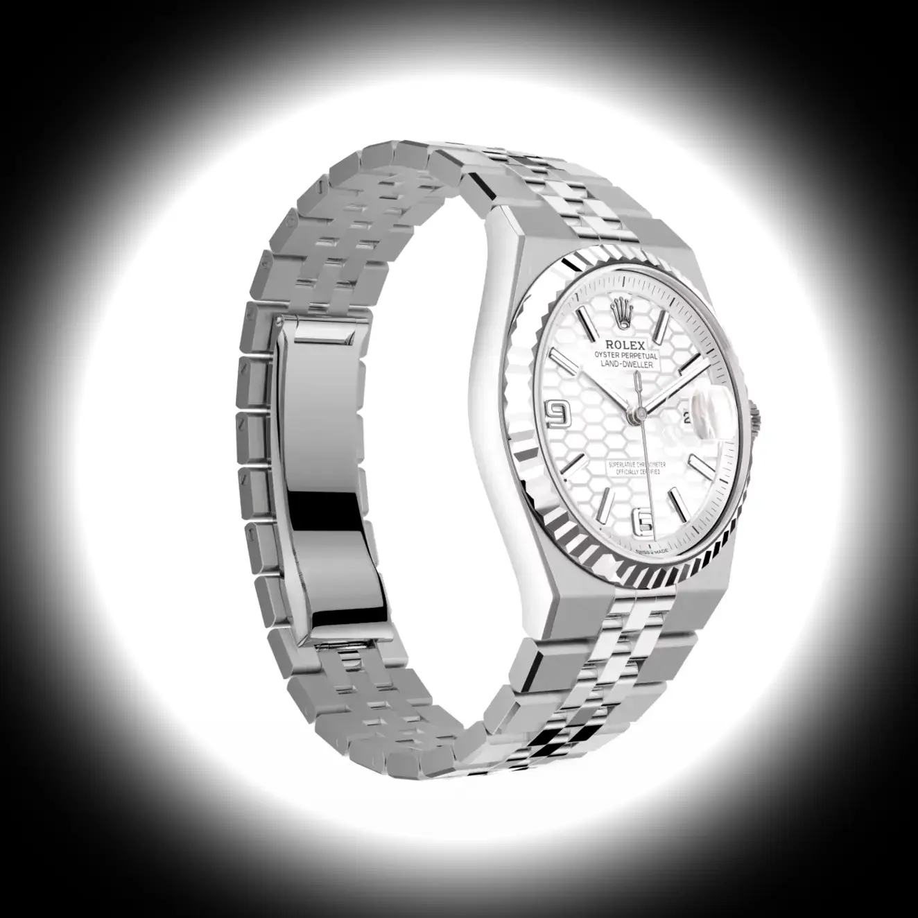 Rolex Land-Dweller 127234 Schweizer Replica 36mm — Krone und Gehäuse Detail