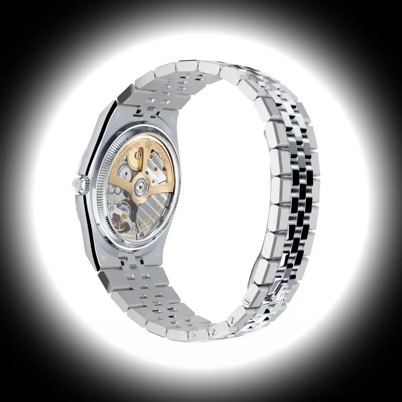 Rolex Land-Dweller 127236 Schweizer Klon Zifferblatt in eisblau — Gehäusebodendetail