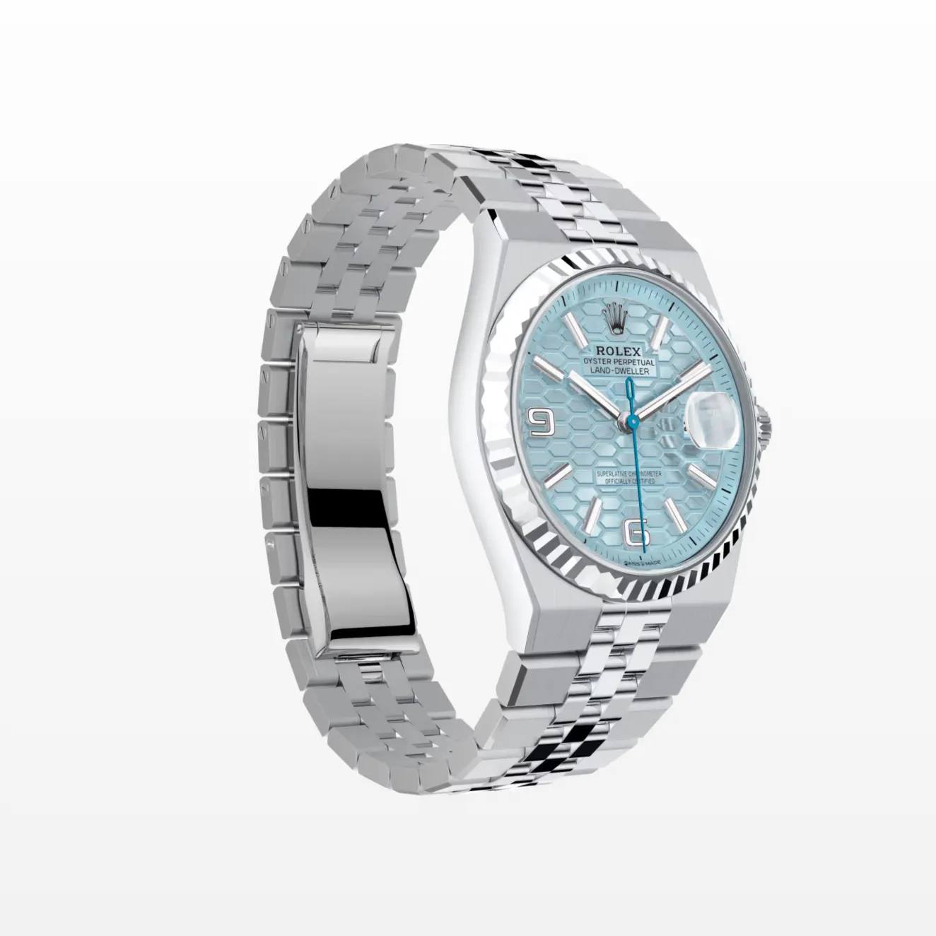 Rolex Land-Dweller 127236 Klon 36mm — Krone und Gehäuse Detail