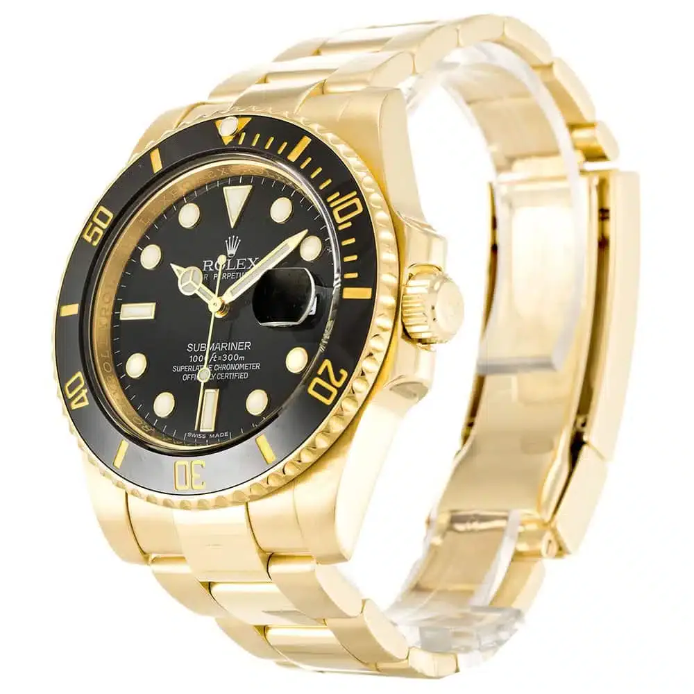 Rolex Submariner 116618LN Gelbgold Replica, seitliche Perspektive