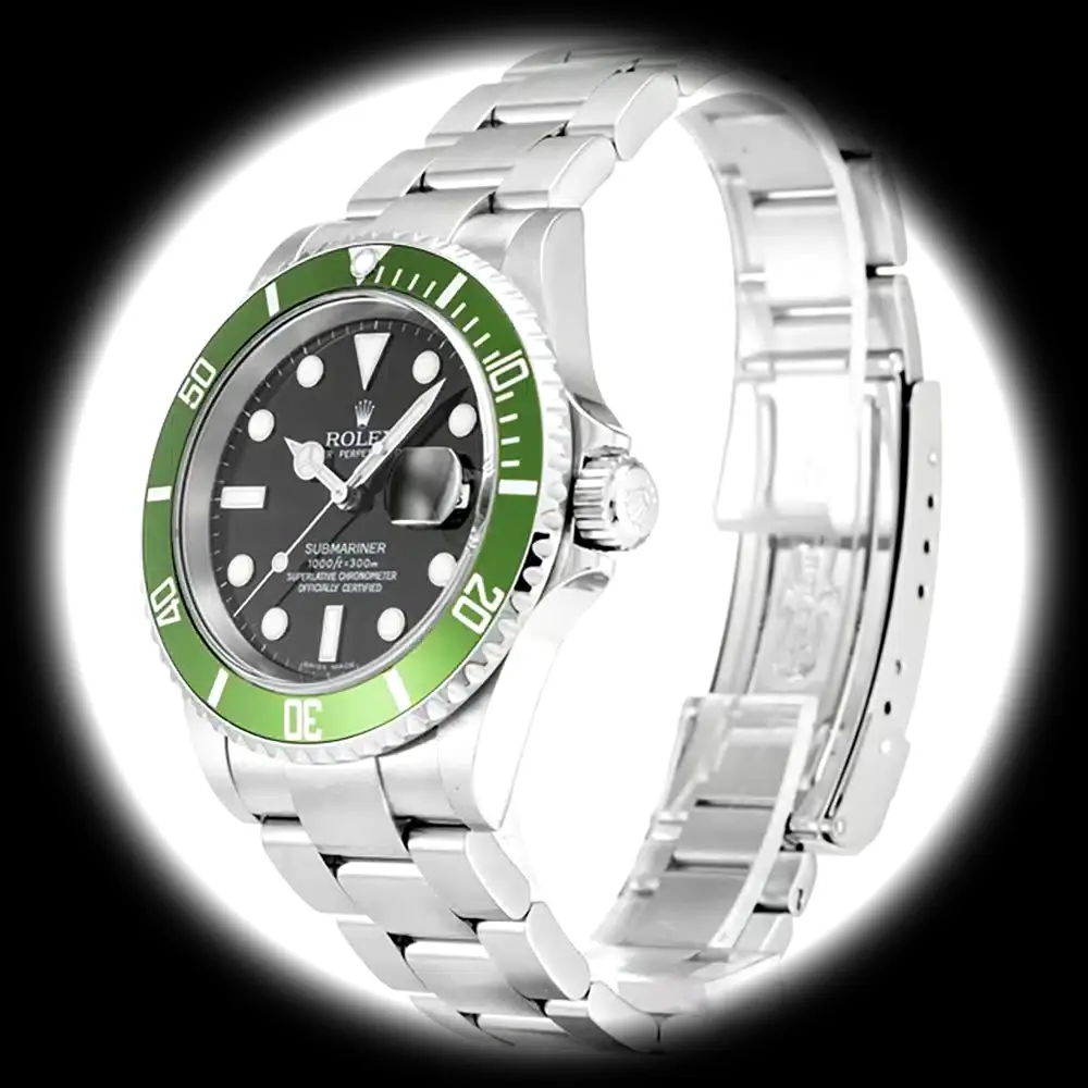 Submariner 16610LV Kermit Schweizer Klon 40mm — Zifferblatt-Nahaufnahme