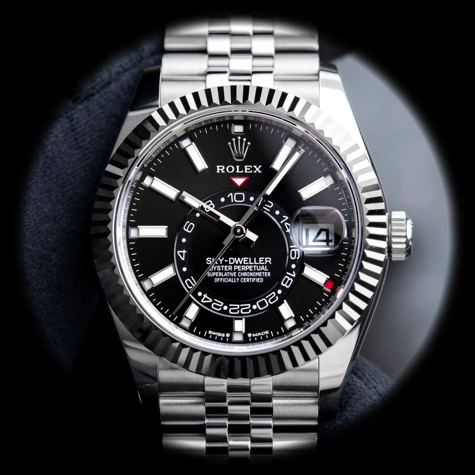 Sky-Dweller 336934 Superclone Zifferblatt in leuchtendes schwarz — Lünette-Makro