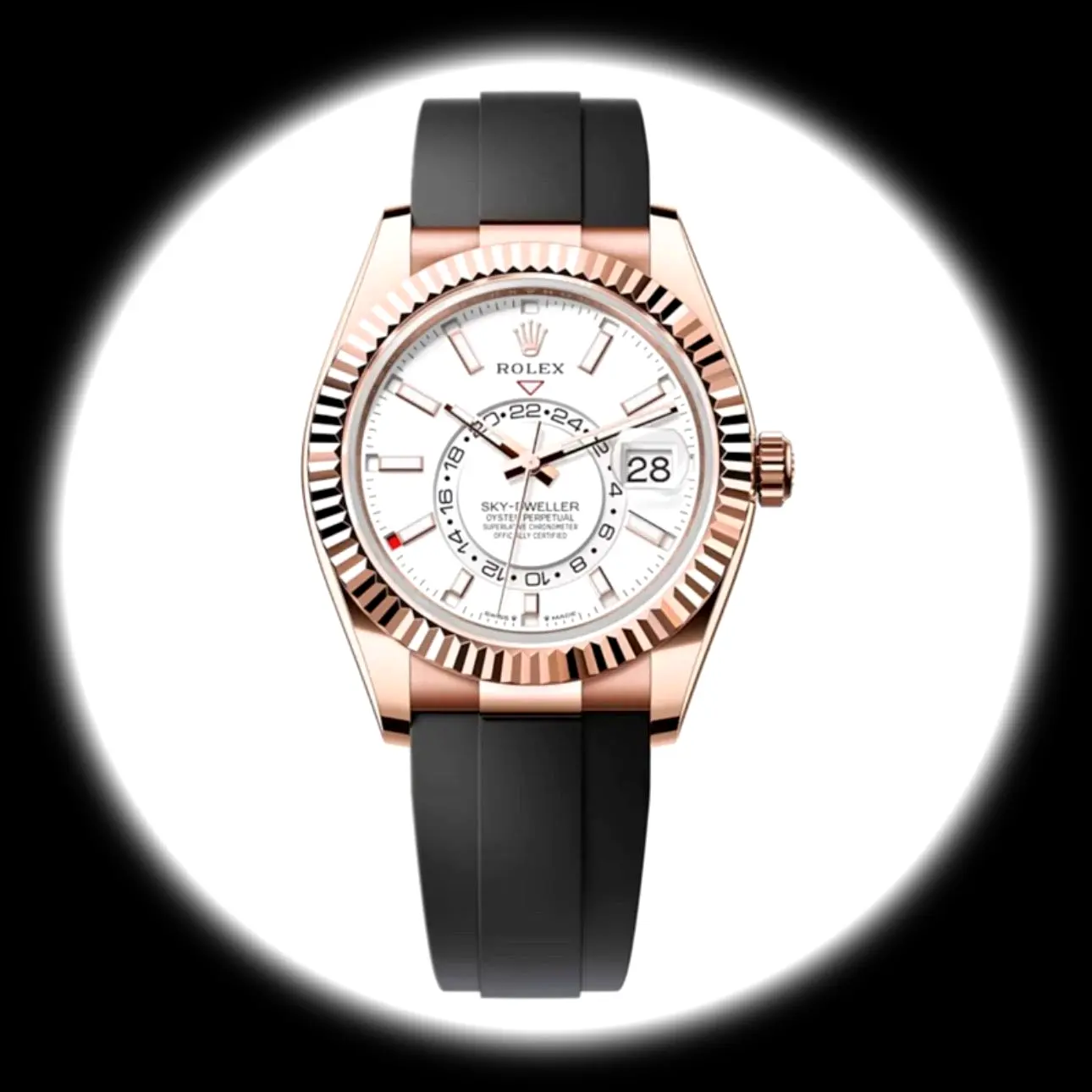Rolex Sky-Dweller 42mm Intensivweiß Zifferblatt Everose Ref. 336235