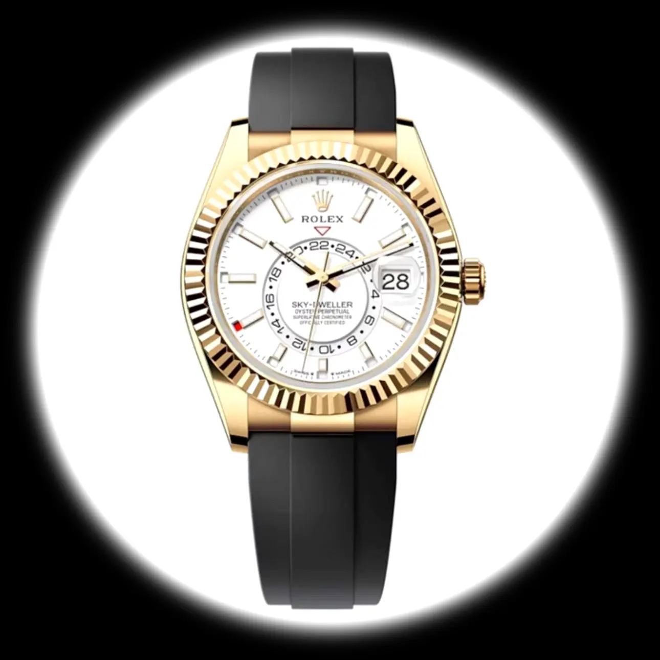 Rolex Sky-Dweller 42mm Intensivweiß Zifferblatt Gelbgold Ref. 336238