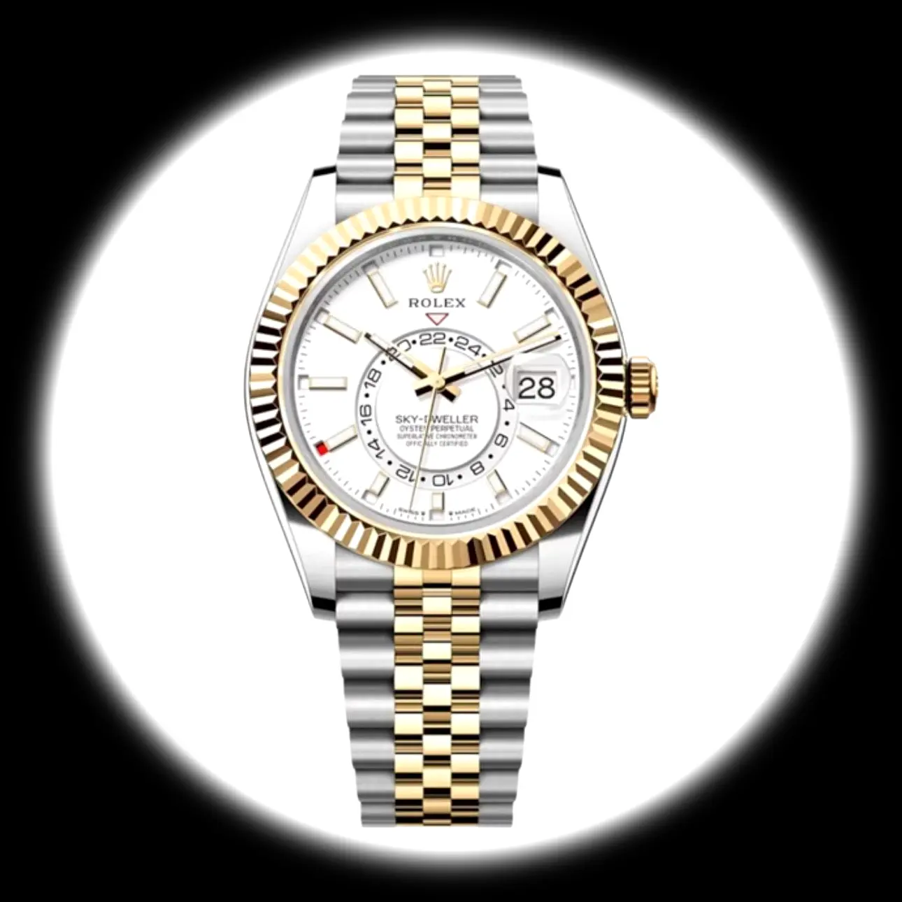 Rolex Sky-Dweller 42mm Intensivweiß Zifferblatt Bicolor Ref. 336933