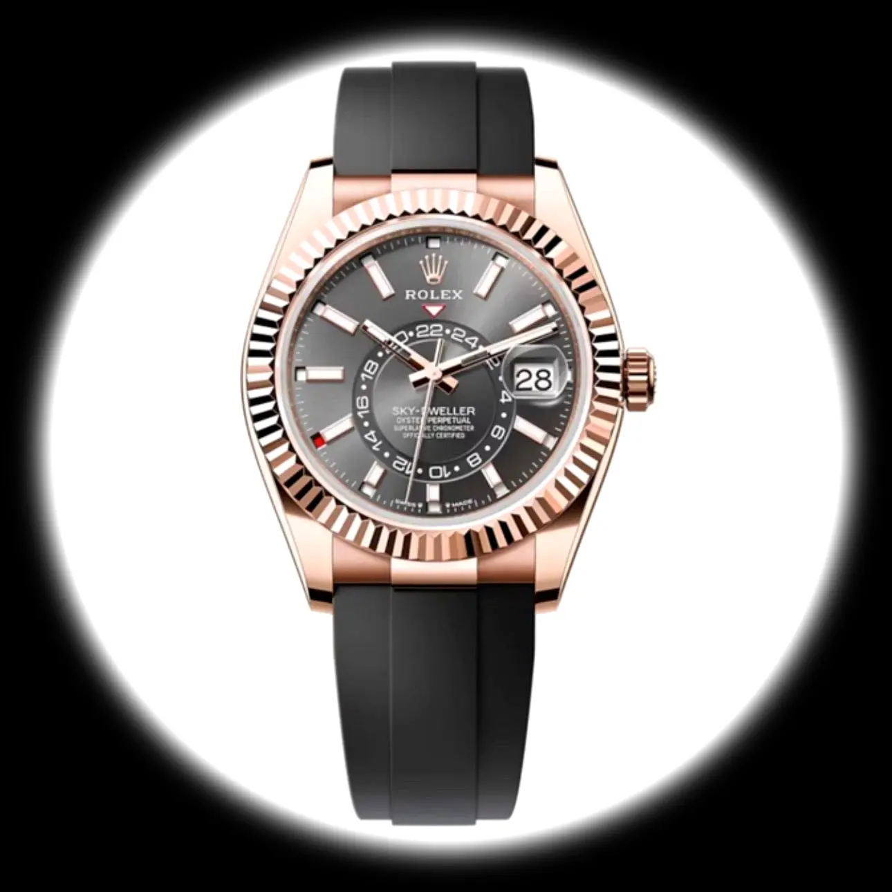 Rolex Sky-Dweller 42mm Schiefer Grau Zifferblatt Everose Ref. 336235