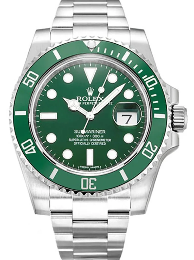 Submariner 116610LV Hulk Replica Zifferblatt in grün, Vorderansicht