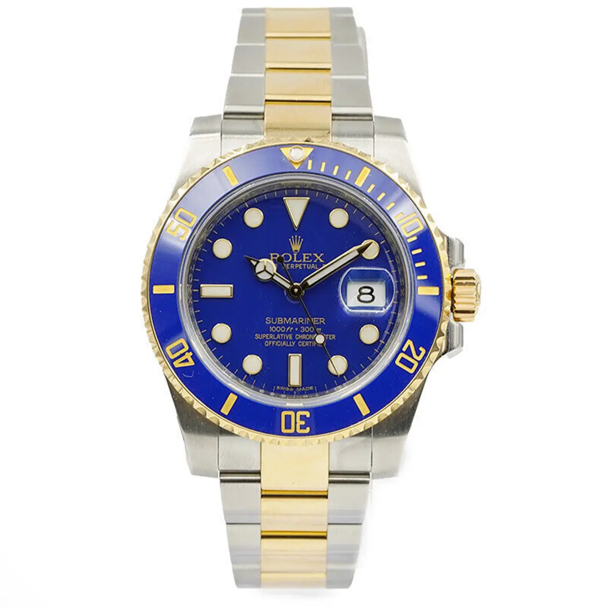 Rolex Submariner 116613LB Bluesy Nachbau 40mm — Zifferblatt-Nahaufnahme