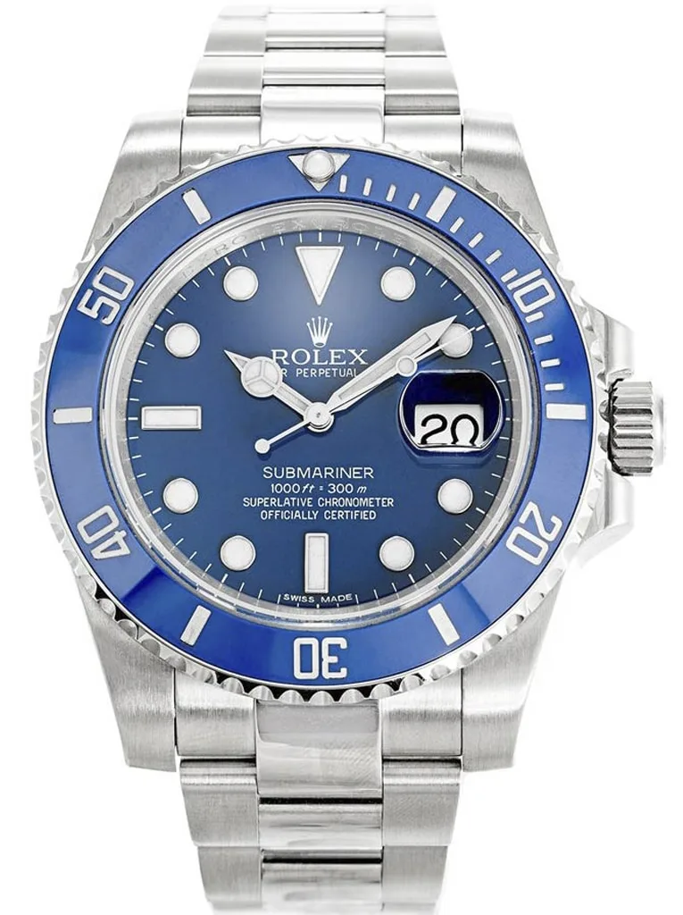 Rolex Submariner 116619LB Smurf Replica Uhr Zifferblatt in blau (sunburst), Vorderansicht