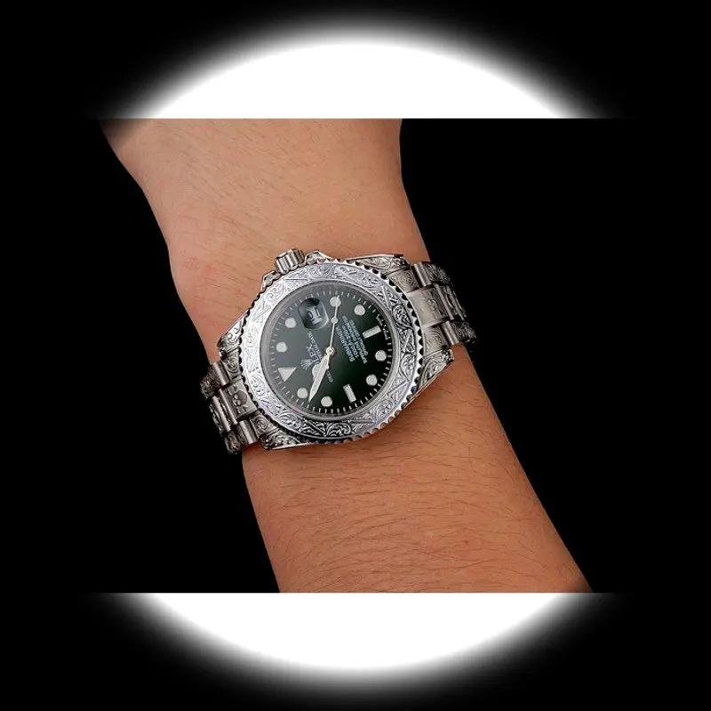 Submariner 1454080 Schweizer Klon Zifferblatt in schwarz — Schrägansicht