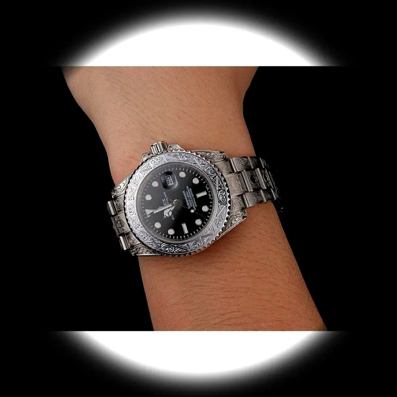 Submariner 1454093 Superclone Zifferblatt in schwarz — Schrägansicht