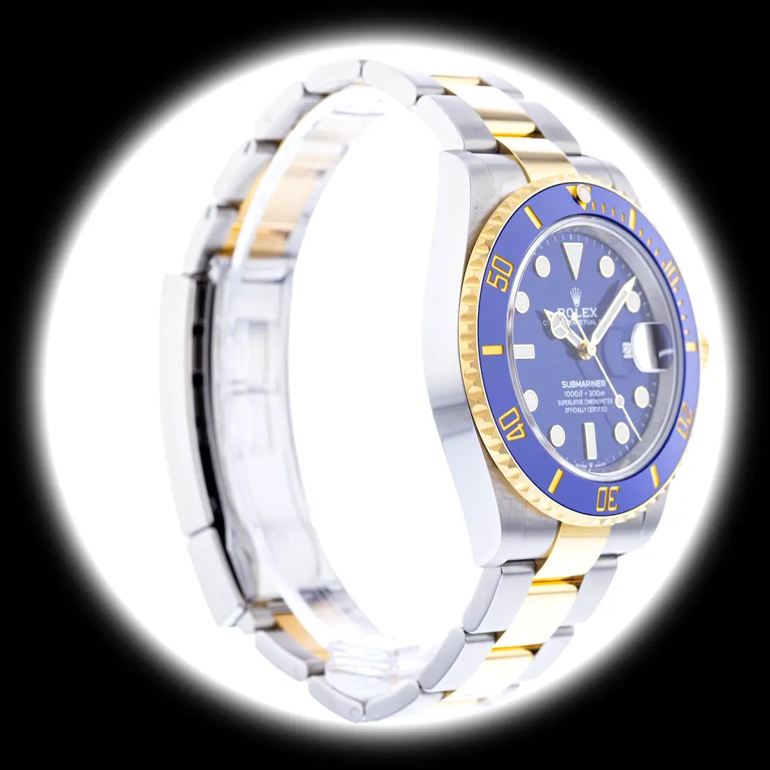 Submariner 126613LB Schweizer Klon Zifferblatt in blau — Lünette-Makro