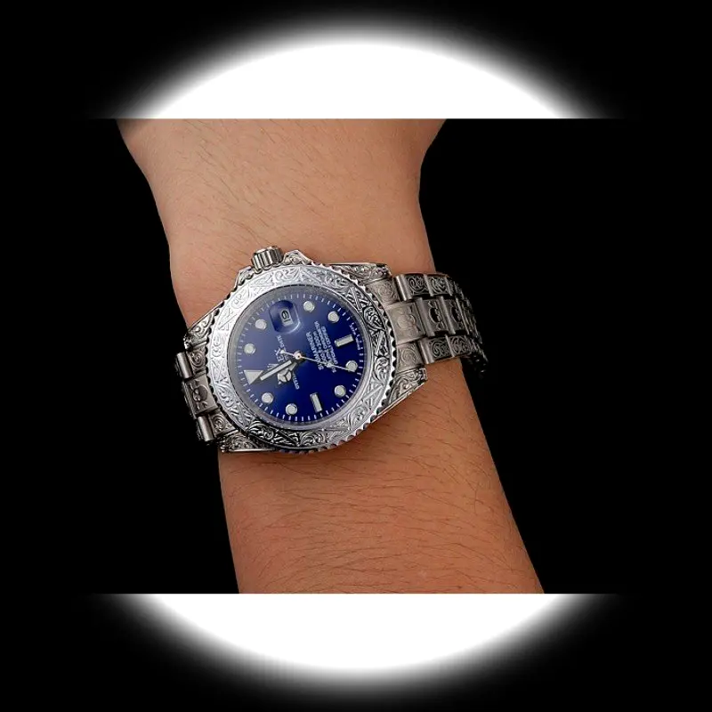 Rolex Submariner 1454094 Schweizer Klon Zifferblatt in blau — Schrägansicht