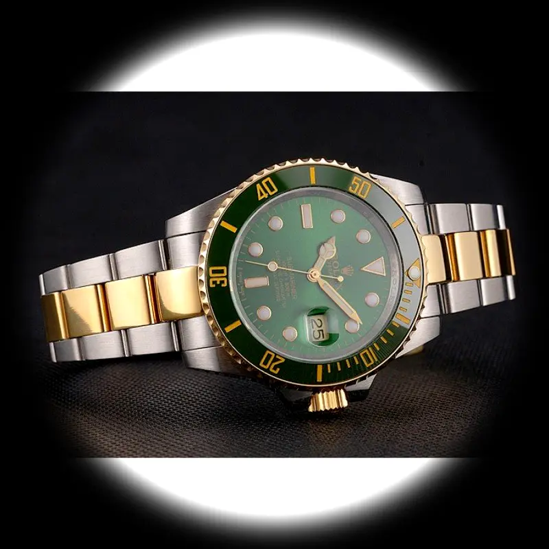 Rolex Submariner PR16233GRG Schweizer Replica Zifferblatt in grün — Gehäusebodendetail