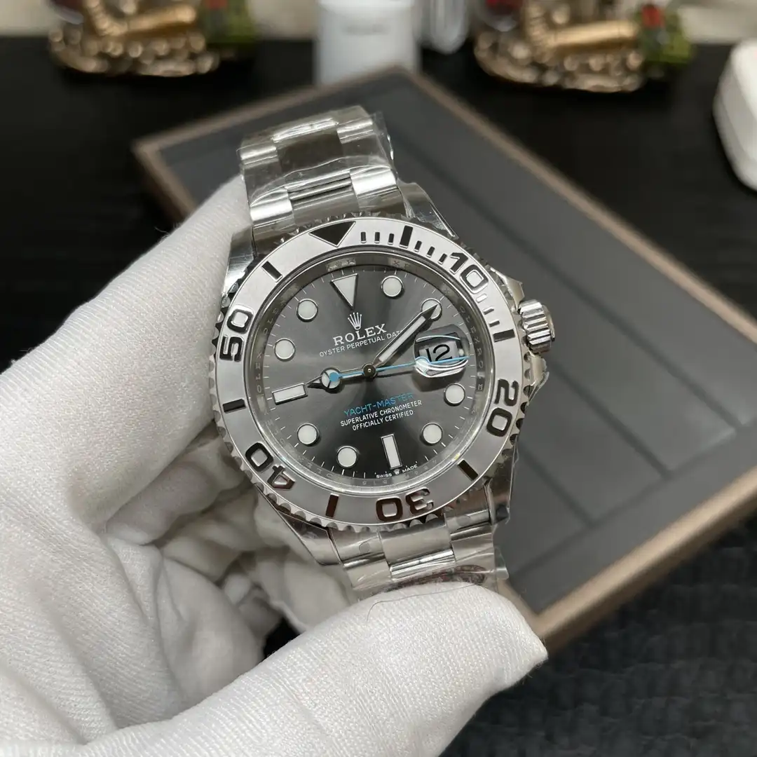 Yacht-Master 126622 Super Clone Replica Zifferblatt in rhodium — Gehäusebodendetail