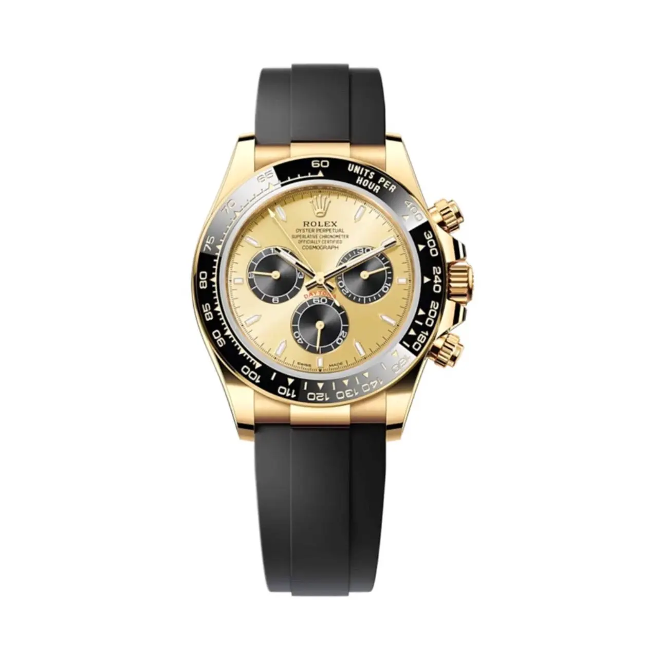 Rolex Daytona 126518LN Pikachu Superclone Zifferblatt in golden und tiefenschwarz, Vorderansicht