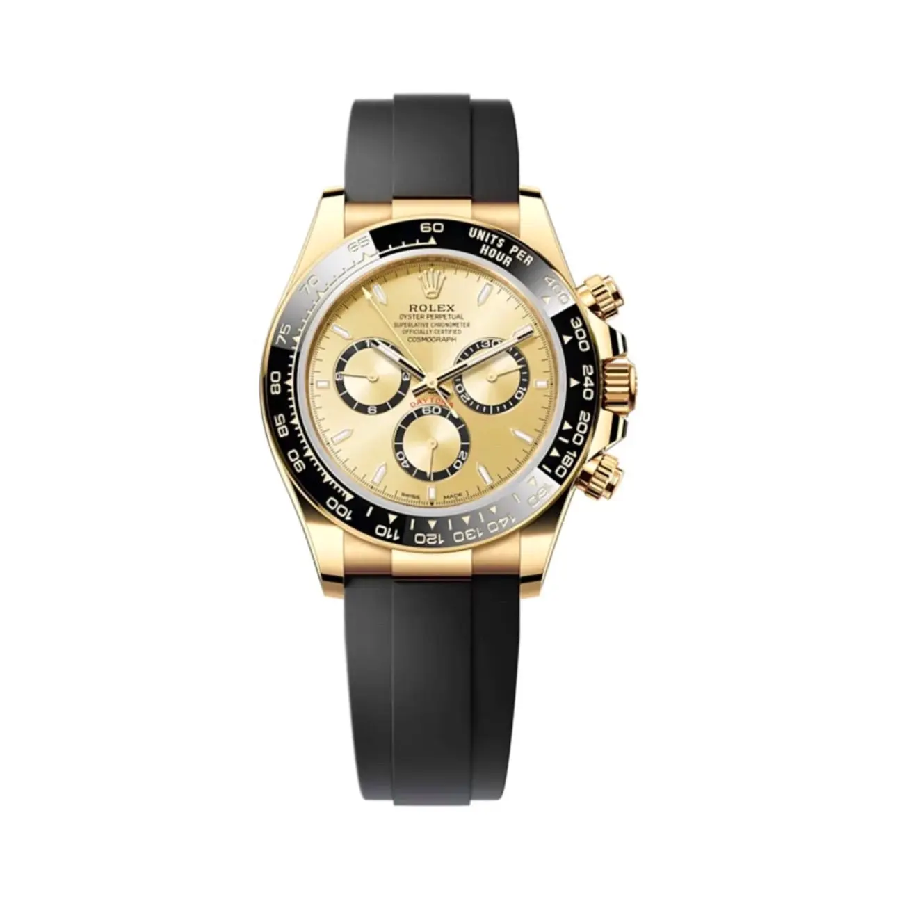 Daytona 126518LN Schweizer Klon Zifferblatt in golden, Vorderansicht