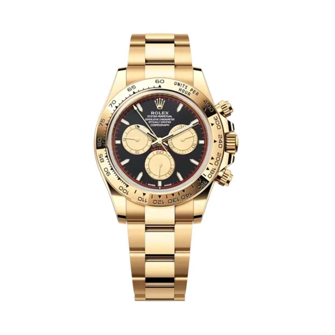 Rolex Daytona 126508 Superclone Zifferblatt in intensivschwarz und champagner, Vorderansicht