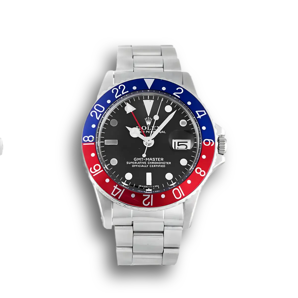 GMT-Master 16710 Schweizer Klon Zifferblatt in schwarz, Vorderansicht