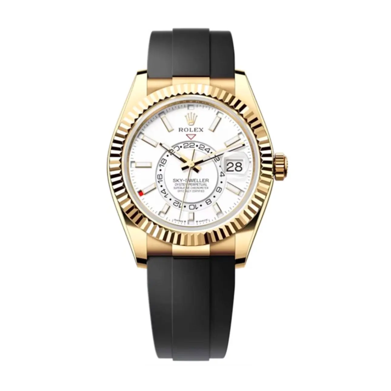 Rolex Sky-Dweller 42mm Intensivweiß Zifferblatt Gelbgold Ref. 336238