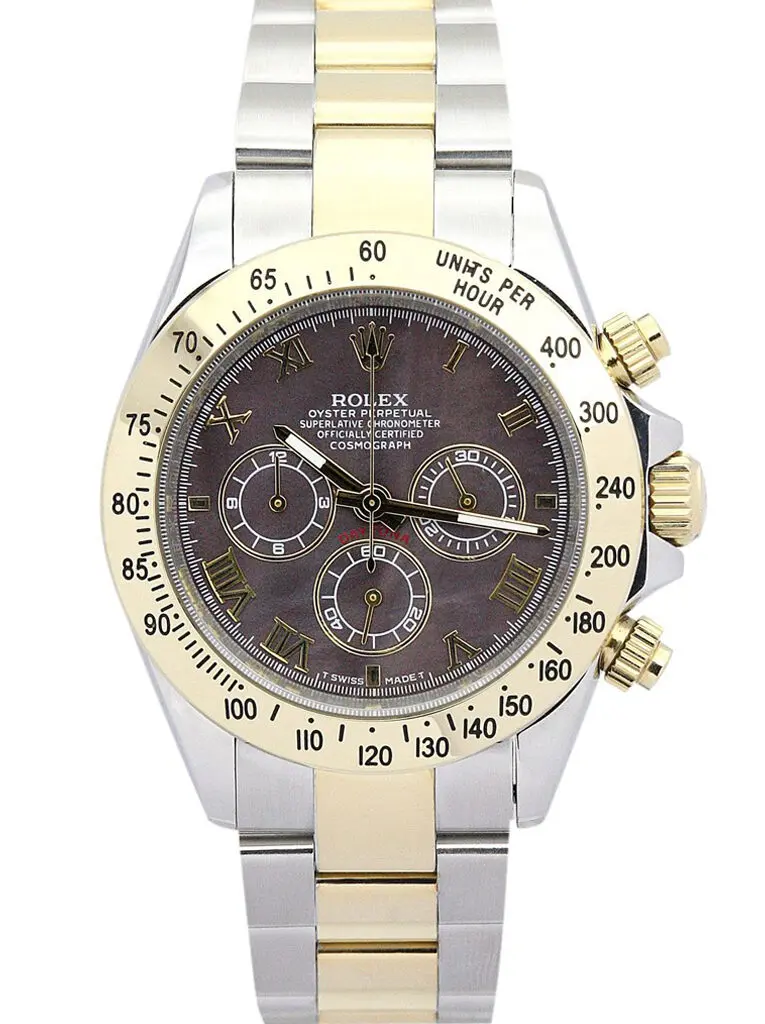 Rolex Daytona 116523 Schweizer Klon Zifferblatt in dunkelbraun, Vorderansicht